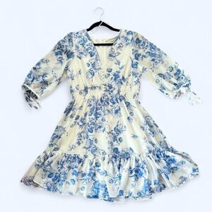 Blue and White Floral Dress